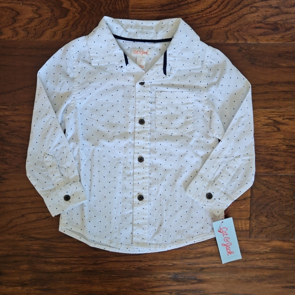 White Polka Dot Kids Shirt by Cat & Jack